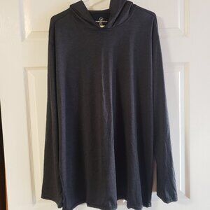 Real Essentials Men's Dark Grey Quick‎ Dry Hooded Long Sleeve Shirt Size 2XL